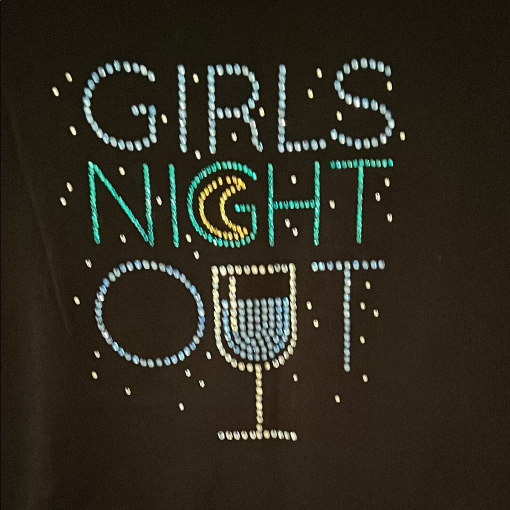 Tank Top “Girls’s Night Out” with Bedazzled Accents Large Black Sleeveless shirt - Picture 2 of 7